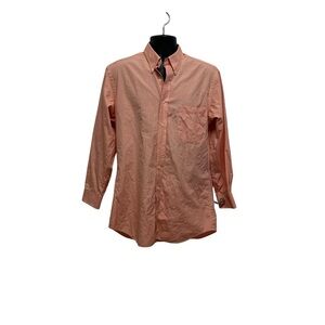 Paul Fredrick Men’s Large Coral Check Button-Down Shirt 16-33 100% Cotton